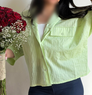 شومیز بهاری دو جیب سبز