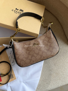 کیف زنانه دستی برند کوچ قهوه ای مشکی